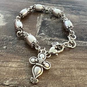 Brighton Blaire Cross Brushed Silver Bracelet